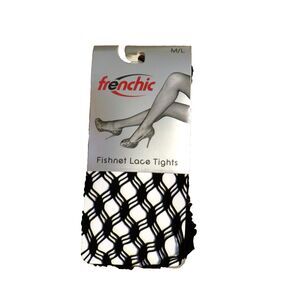 Frenchic Women's Black Fishnet Lace Tights Size M-L